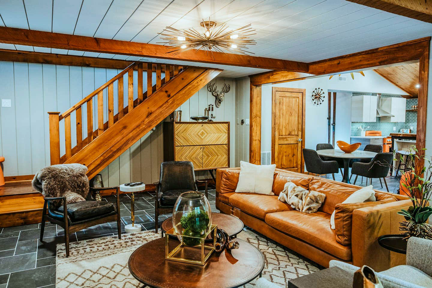 mid century rustic dining room